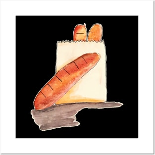 French bread watercolor Posters and Art